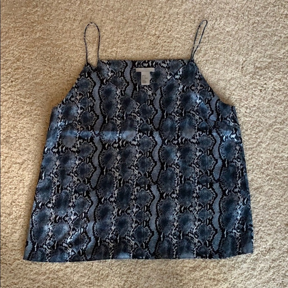 Blue Snakeskin V-Neck Tank